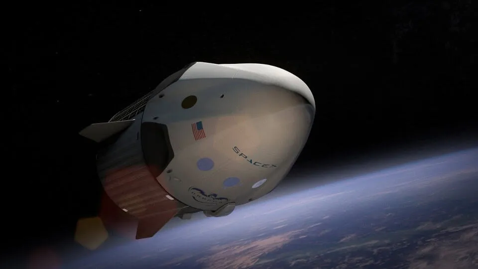 A rocket lifting off into space